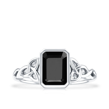 1.6 Carat Lab Grown Black Diamond Celtic Knot Engagement Ring with Surprise White Diamond