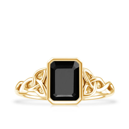 1.6 Carat Lab Grown Black Diamond Celtic Knot Engagement Ring with Surprise White Diamond