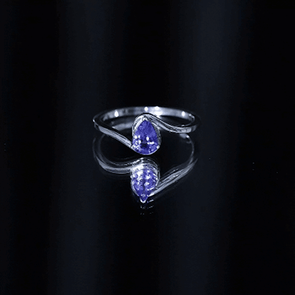 Natural Tanzanite Solitaire Engagement Ring with Bypass Shank