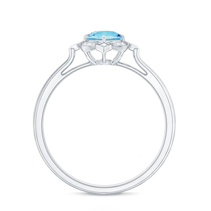 Vintage Inspired Aquamarine and Diamond Engagement Ring with Certificate