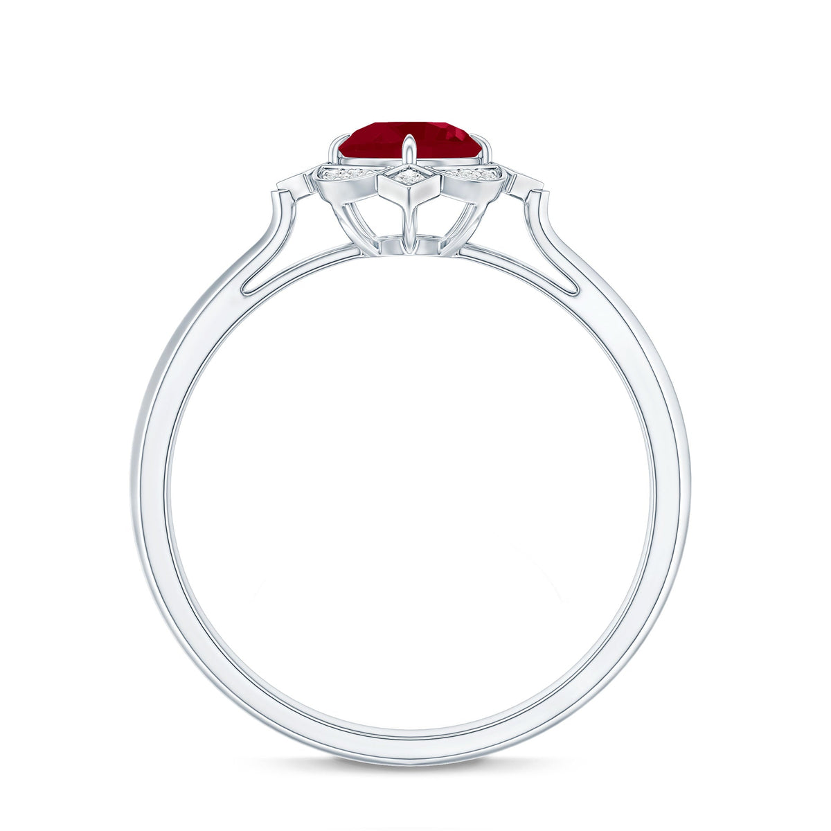 Vintage Style 0.6 Carat Ruby Engagement Ring with Diamond Halo