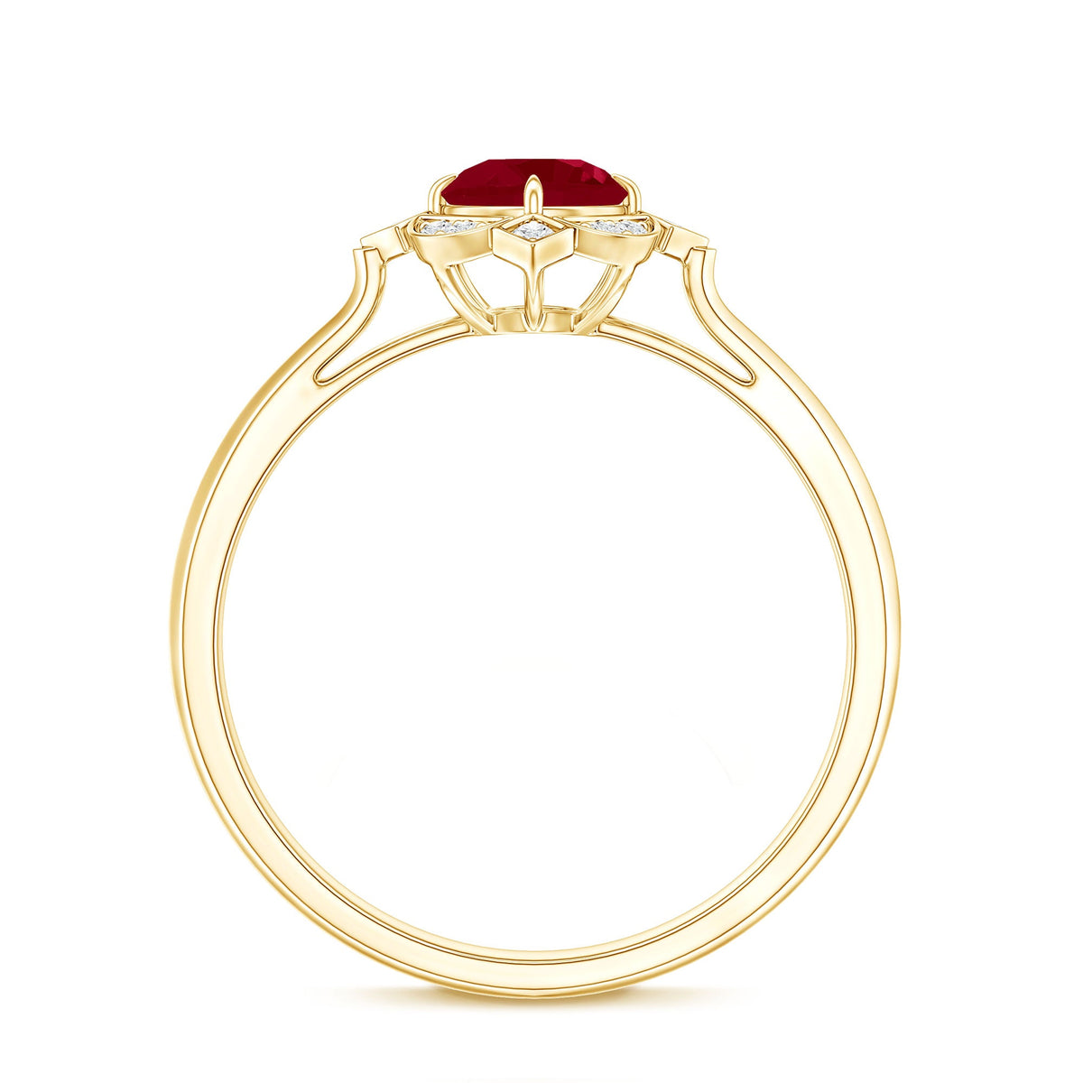 Vintage Style 0.6 Carat Ruby Engagement Ring with Diamond Halo