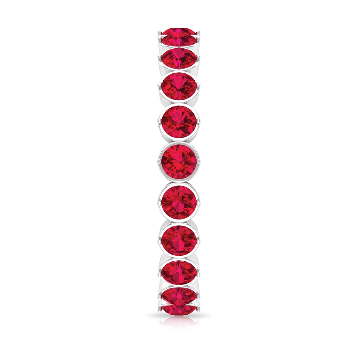 Round Lab Created Ruby Full Eternity Ring in Prong Setting