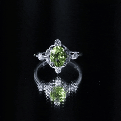 Oval Peridot Cocktail Ring with Diamond