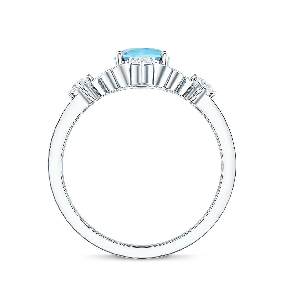 Art Deco Style 1 Carat Oval Shape Aquamarine and Diamond Cocktail Ring