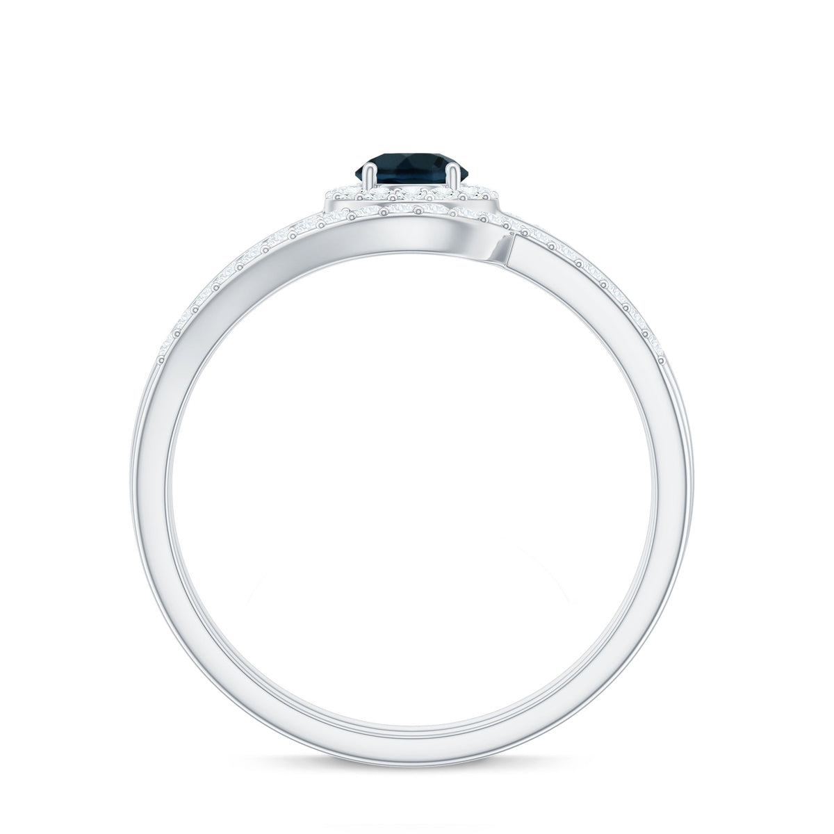 Certified London Blue Topaz and Diamond Halo Wedding Ring Set