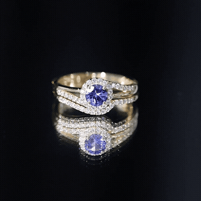 Genuine Tanzanite Engagement Ring with Diamond Enhancer