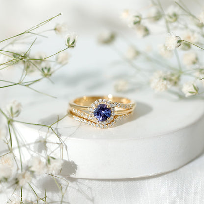 Genuine Tanzanite Engagement Ring with Diamond Enhancer