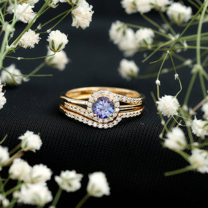 Genuine Tanzanite Engagement Ring with Diamond Enhancer