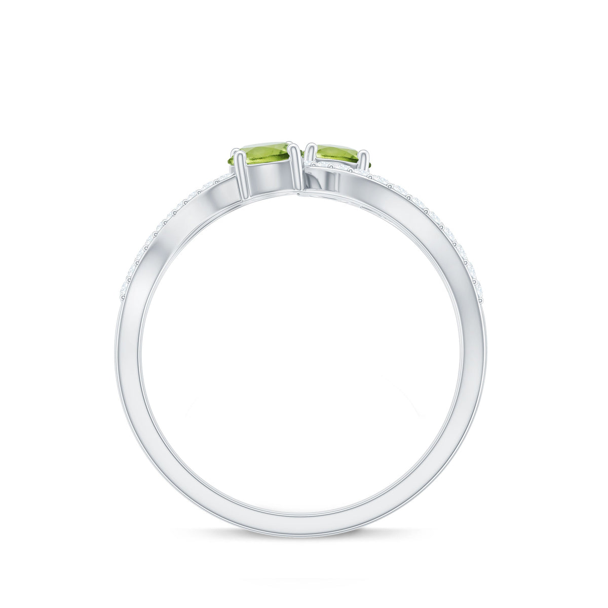 Natural Peridot Toi Et Moi Ring with Diamond Infinity Shank