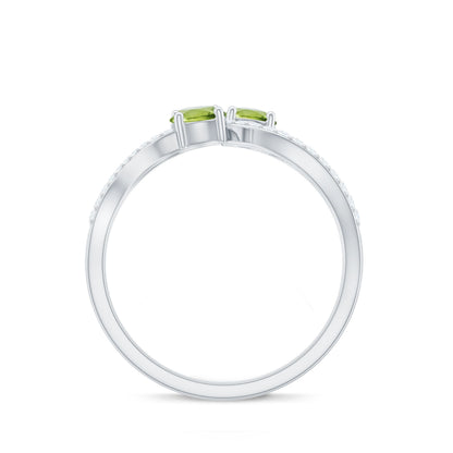 Natural Peridot Toi Et Moi Ring with Diamond Infinity Shank
