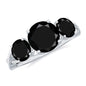 Genuine Black Onyx Three Stone Engagement Ring with Crossover Band