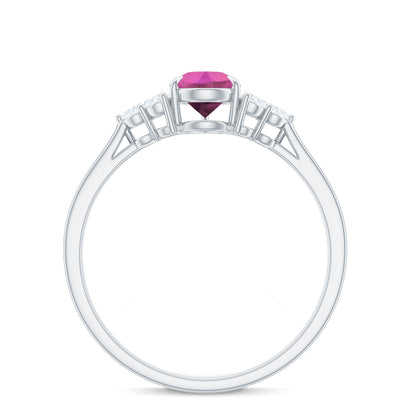 1.6 Carat Natural Pink Tourmaline Teardrop Engagement Ring with Diamond Trio