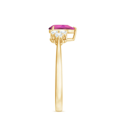 1.6 Carat Natural Pink Tourmaline Teardrop Engagement Ring with Diamond Trio