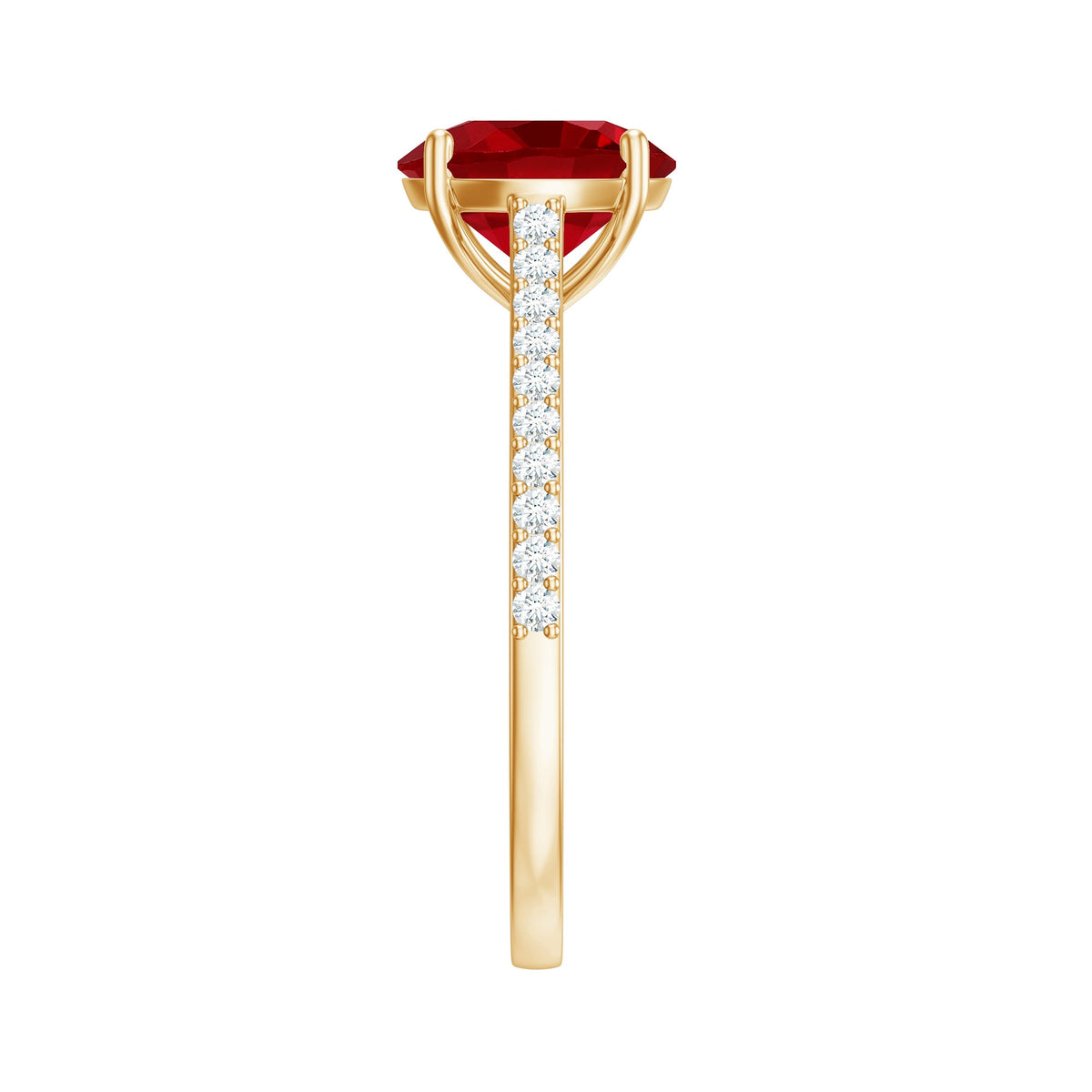 Certified Lab Ruby Solitaire Engagement Ring with Diamonds