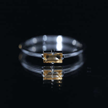 Natural Baguette Citrine Promise Ring in East West Style