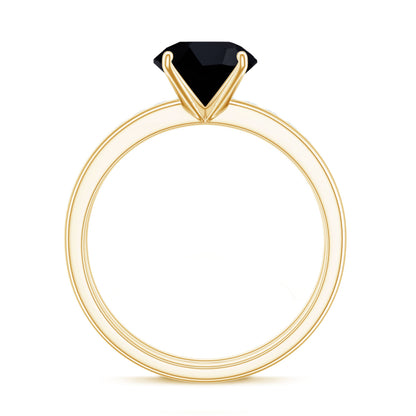 Natural 2 Carat Black Onyx Solitaire Engagement Rings with Diamond Enhancer