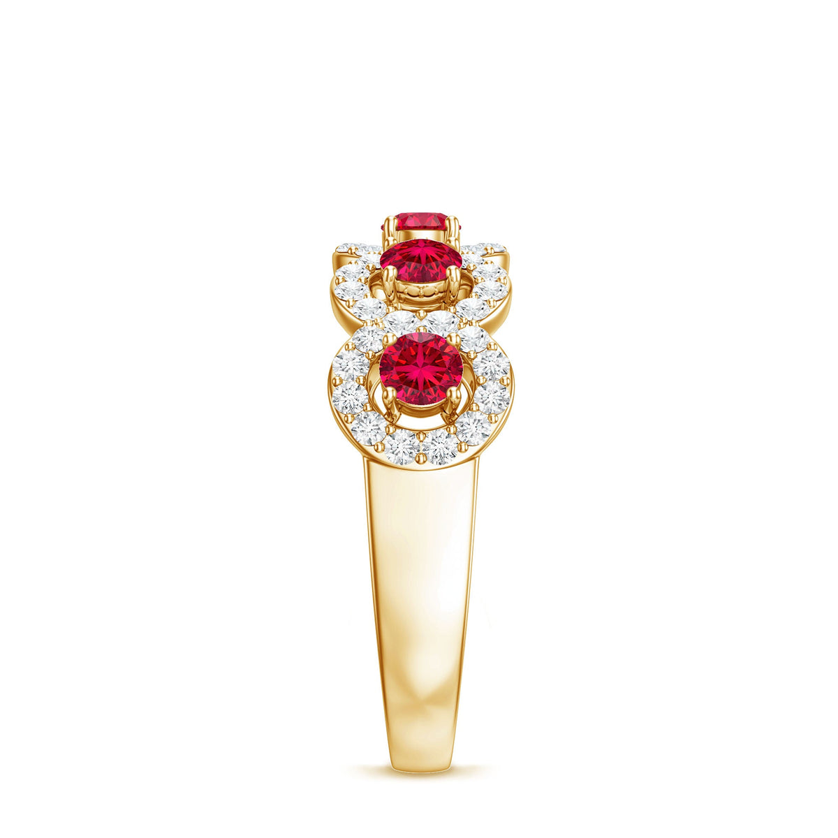 Classic Lab Grown Ruby and Diamond Halo Half Eternity Ring