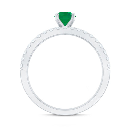 Certified Real Emerald Solitaire Engagement Ring with Diamond Enhancer