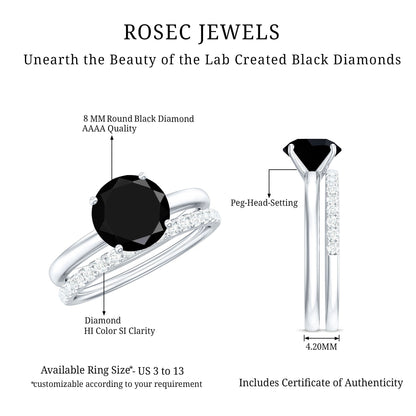 2 Carat Lab Grown Black and White Diamond Engagement Ring with Enhancer