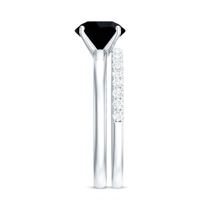2 Carat Lab Grown Black and White Diamond Engagement Ring with Enhancer