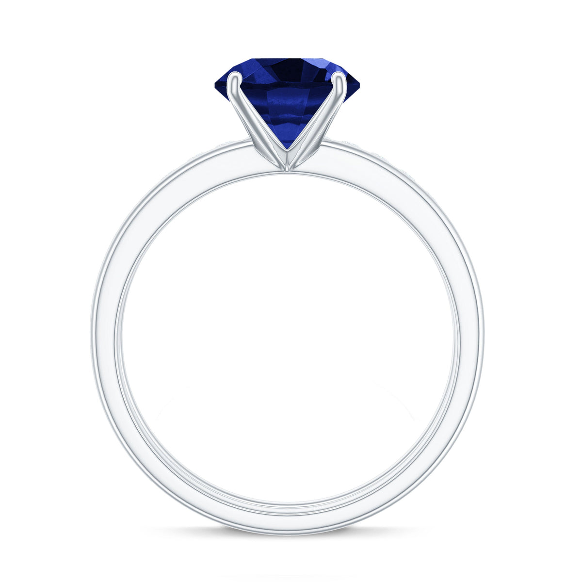 2.7 Carat Round Shape Lab Created Blue Sapphire Solitaire Wedding Ring Set with Diamond Band