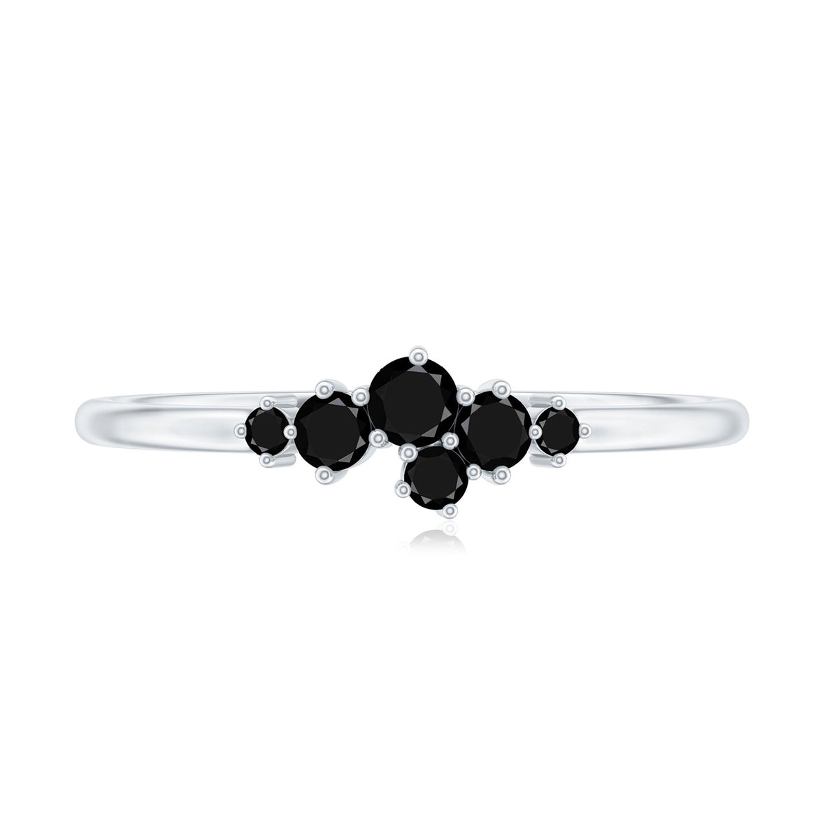 Certified Black Onyx Cluster Promise Ring for Her