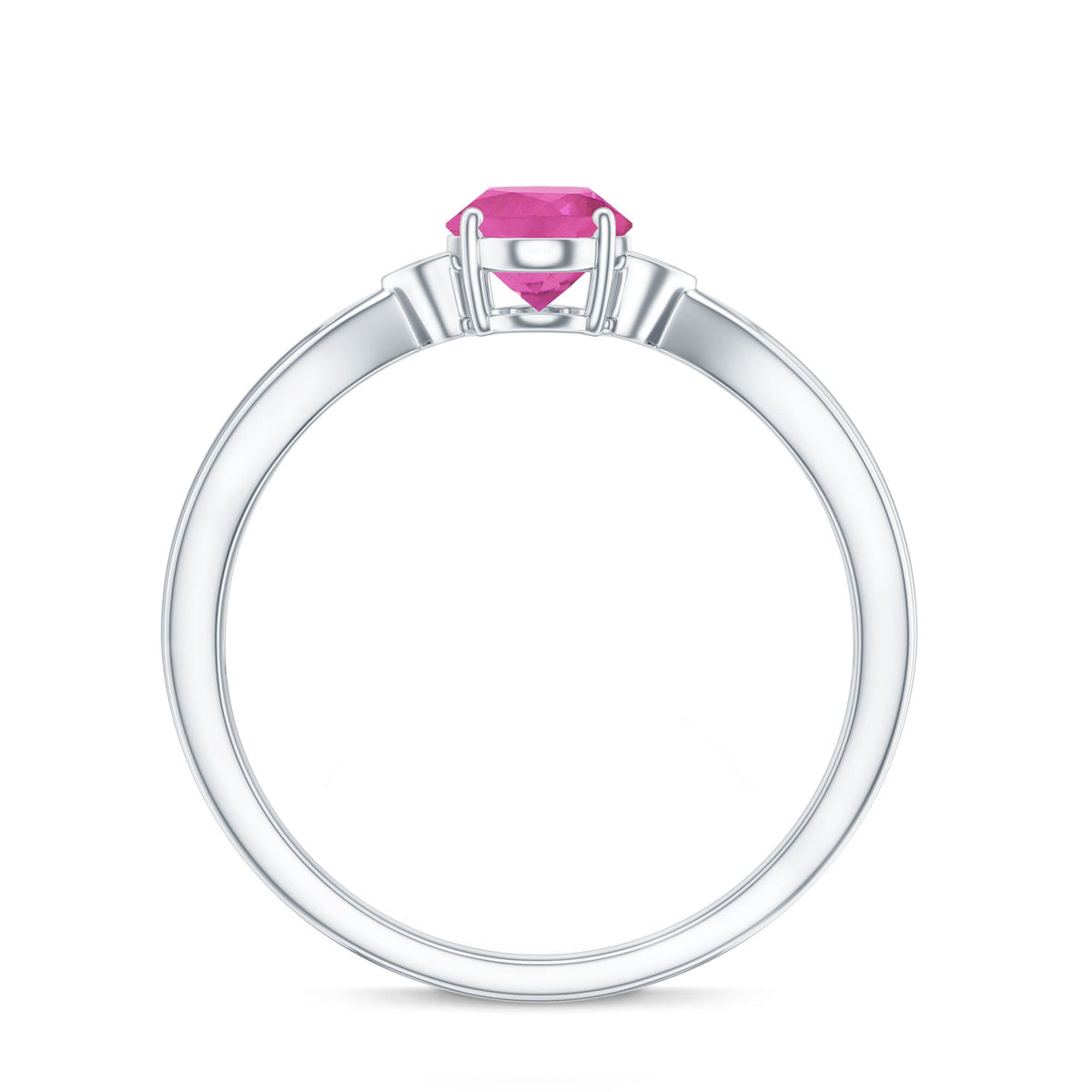 Oval Shape Pink Tourmaline Solitaire Ring with Diamond