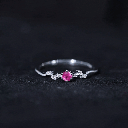 Certified Ruby and Diamond Leaf Branch Promise Ring