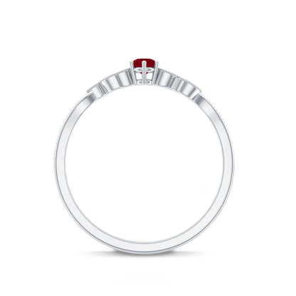 Certified Ruby and Diamond Leaf Branch Promise Ring
