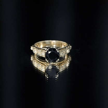 Nature Inspired 2 Carat Lab Grown Black and White Diamond Engagement Ring