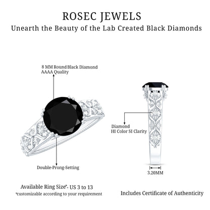 Nature Inspired 2 Carat Lab Grown Black and White Diamond Engagement Ring