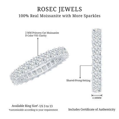 Princess Cut Moissanite Stackable Eternity Band Ring