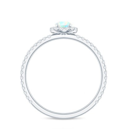 Natural Opalescent Promise Engagement Ring with Diamond Halo