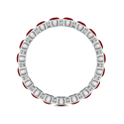 Bezel Set Round Shape Lab Created Ruby Eternity Ring