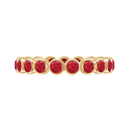 Bezel Set Round Shape Lab Created Ruby Eternity Ring