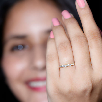 Certified French Pave Set Moissanite Stackable Full Eternity Ring
