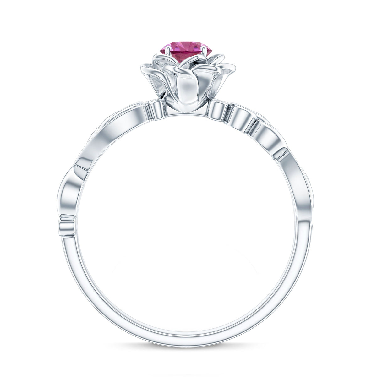 Nature Inspired Pink Tourmaline and Diamond Engagement Ring
