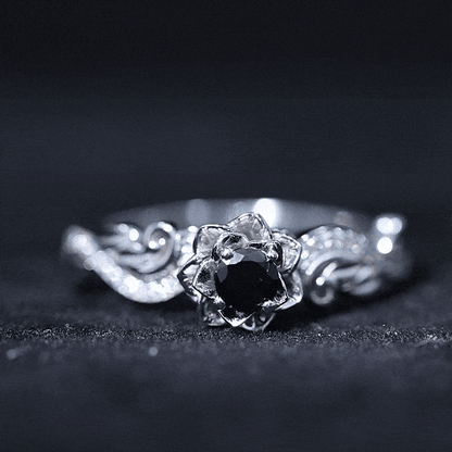 Certified 0.8 Carat Lab Grown Black and White Diamond Flower Engagement Ring