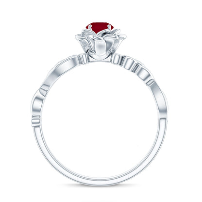Nature Inspired 0.6 Carat Ruby Diamond Engagement Ring for Women