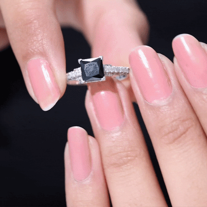 Vintage Inspired 1 Carat Lab Created Black and White Diamond Engagement Ring