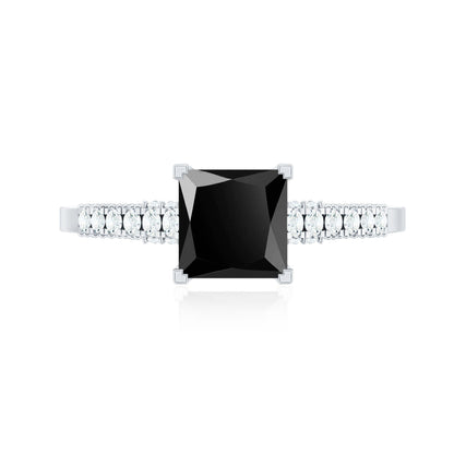 Vintage Inspired 1 Carat Lab Created Black and White Diamond Engagement Ring
