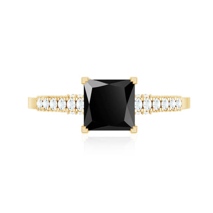 Vintage Inspired 1 Carat Lab Created Black and White Diamond Engagement Ring