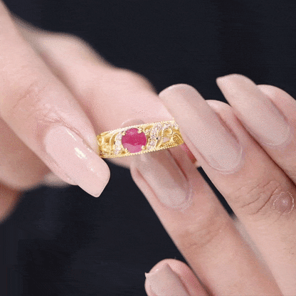 Vintage Style 0.6 Carat Ruby Engagement Ring with Diamond