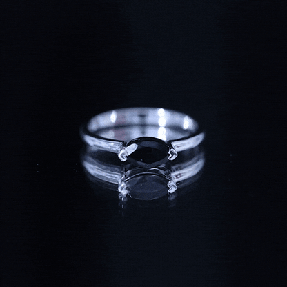 Marquise Shaped Black Onyx Solitaire Promise Ring for Her