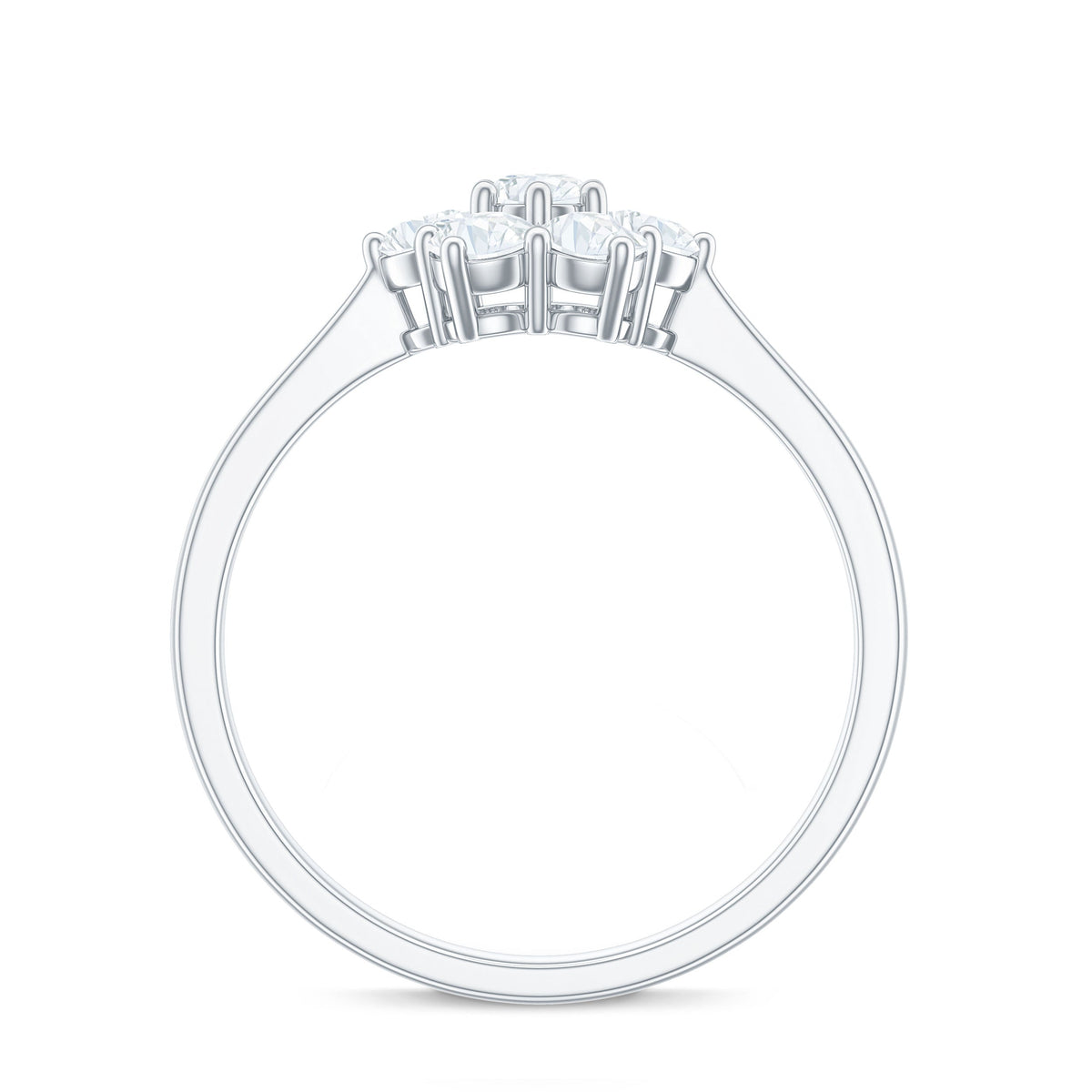 Round Shape Moissanite Cluster Flower Engagement Ring