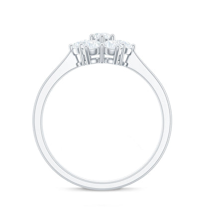 Round Shape Moissanite Cluster Flower Engagement Ring