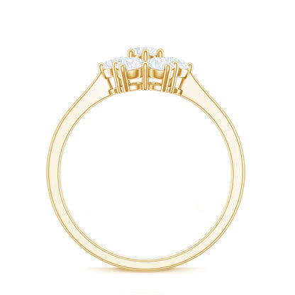 Round Shape Moissanite Cluster Flower Engagement Ring