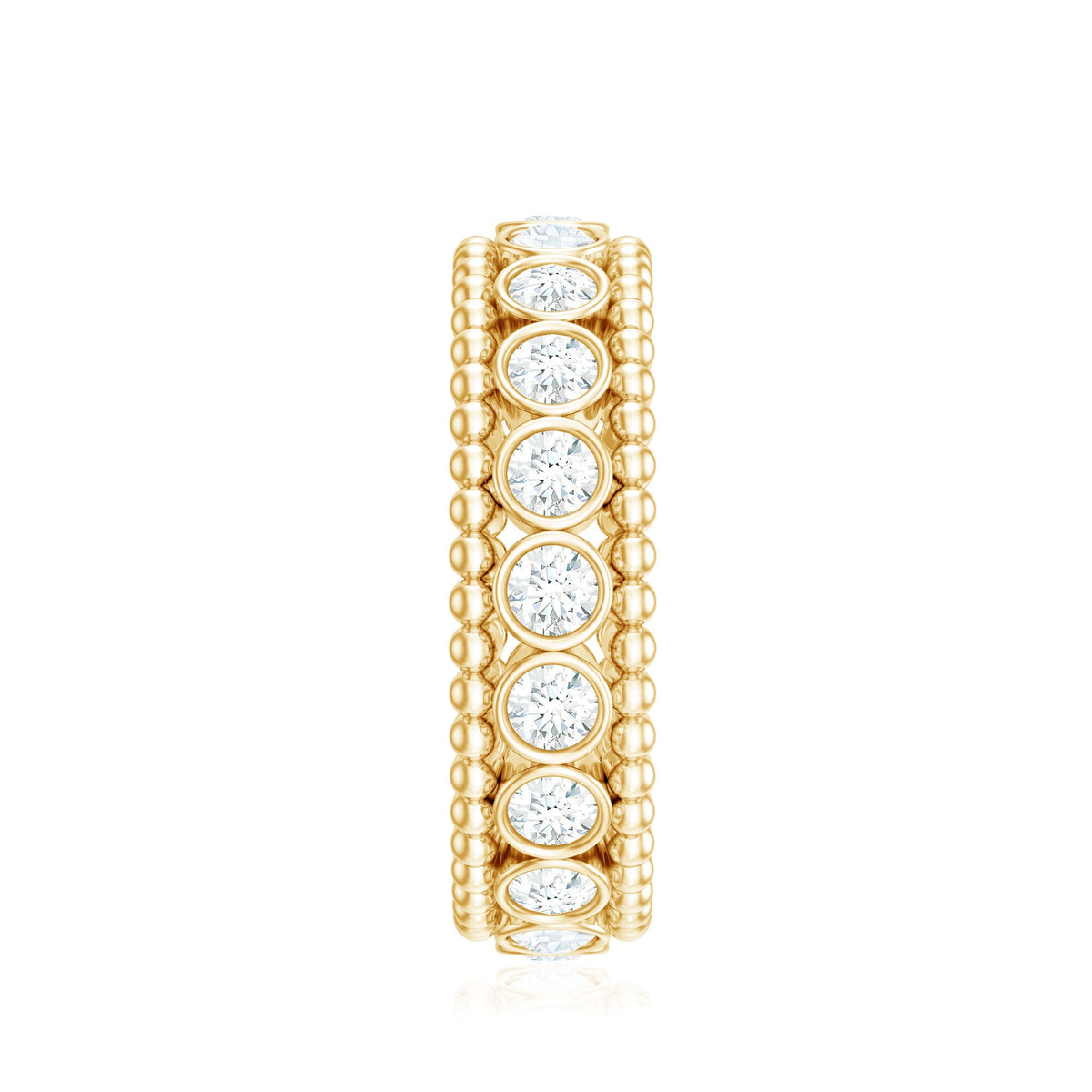 Bezel Set Moissanite Full Eternity Wedding Band with Beaded Detail