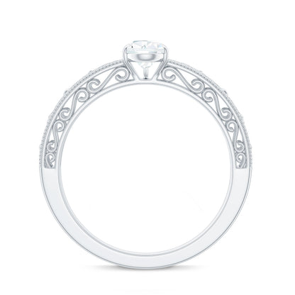 Pear Shaped Solitaire Moissanite Filigree Engagement Ring